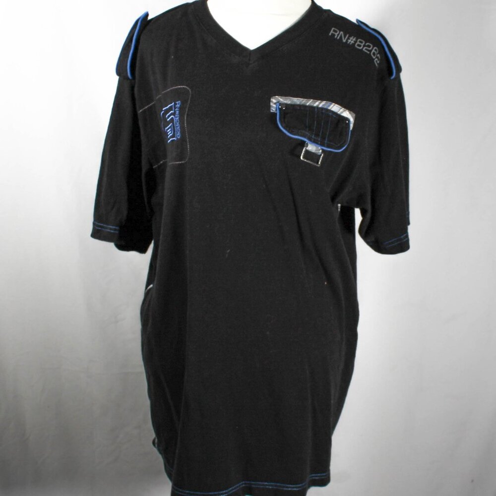 Vintage 2000s South Pole Hip Hop Black V Neck Tee Shirt Size XXL